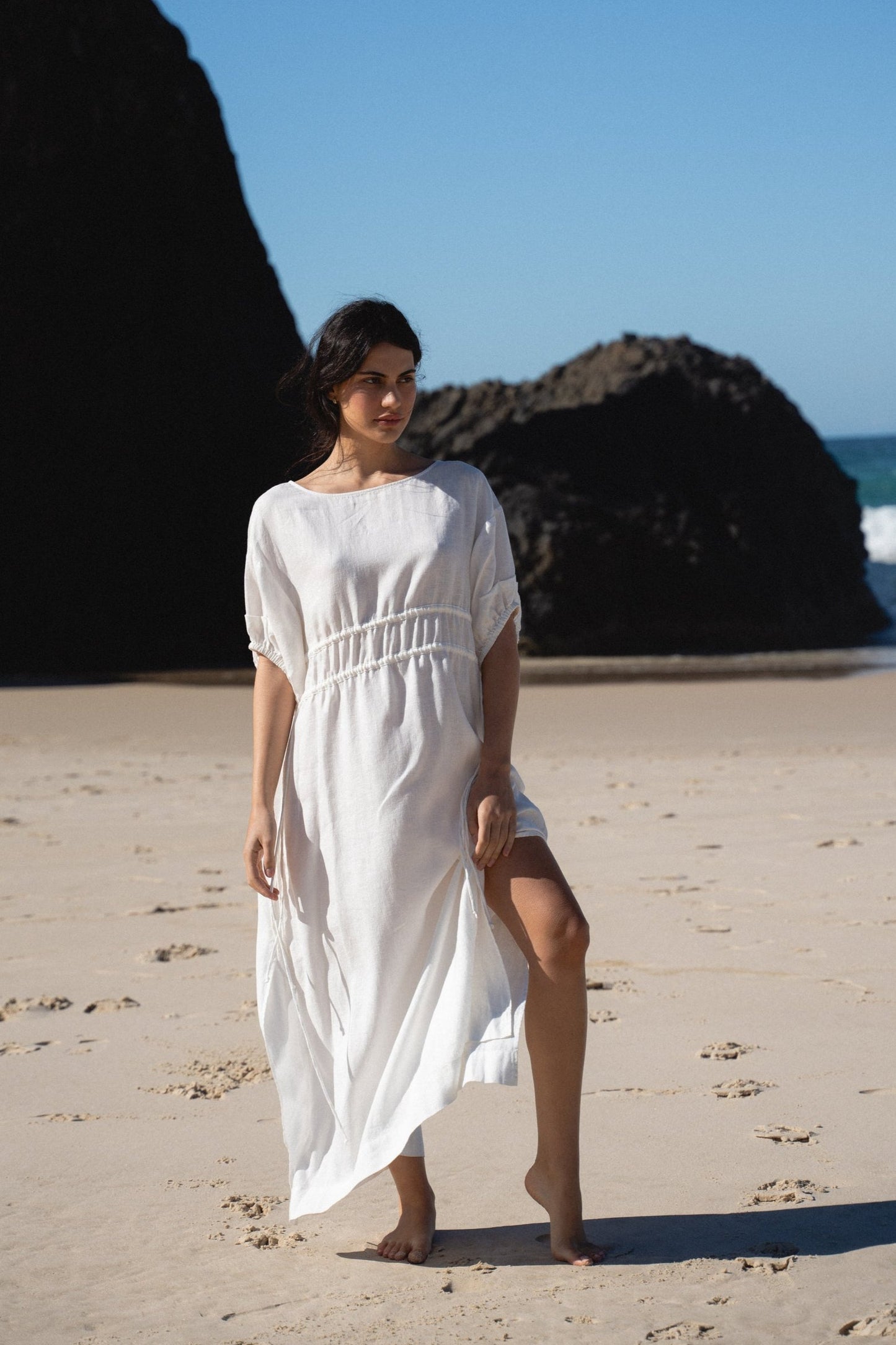 VALERIE IVORY LINEN DRESS