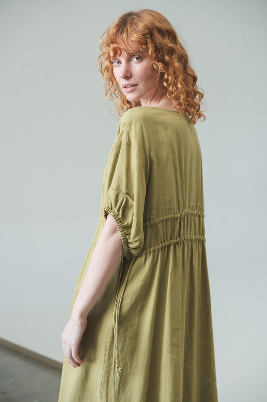 VALERIE OLIVE LINEN DRESS