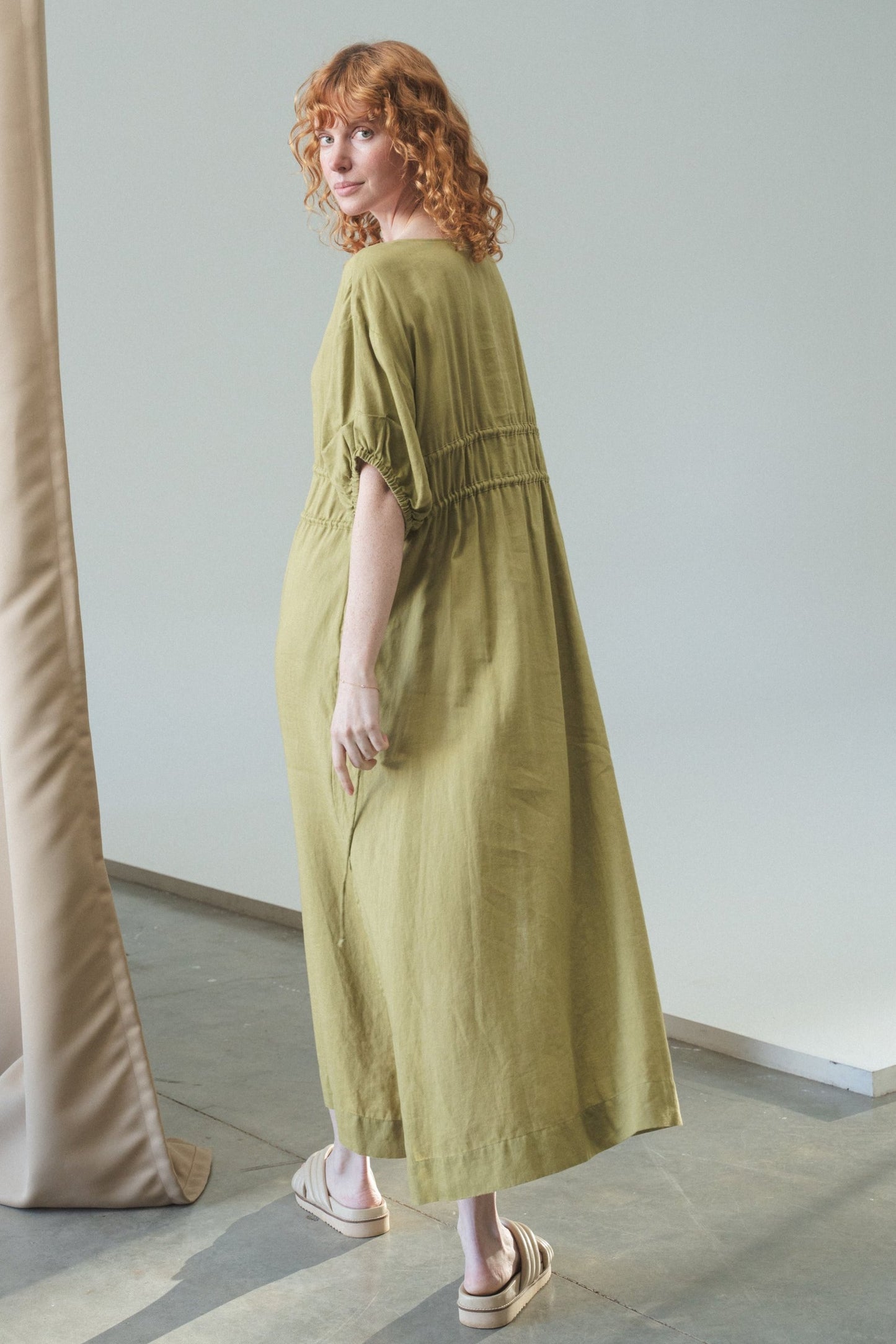 VALERIE OLIVE LINEN DRESS