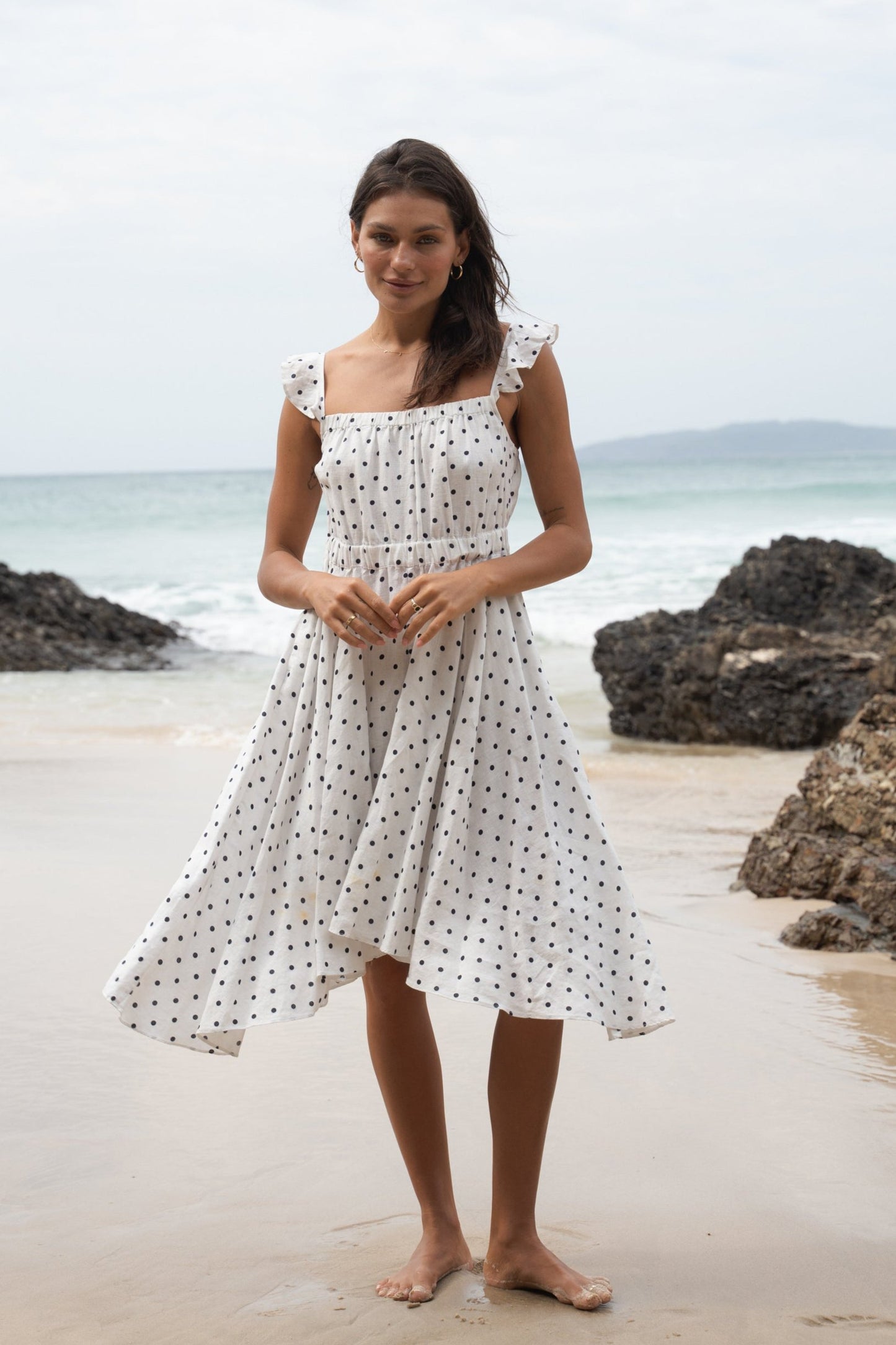 MIA POLKA DOT LINEN DRESS