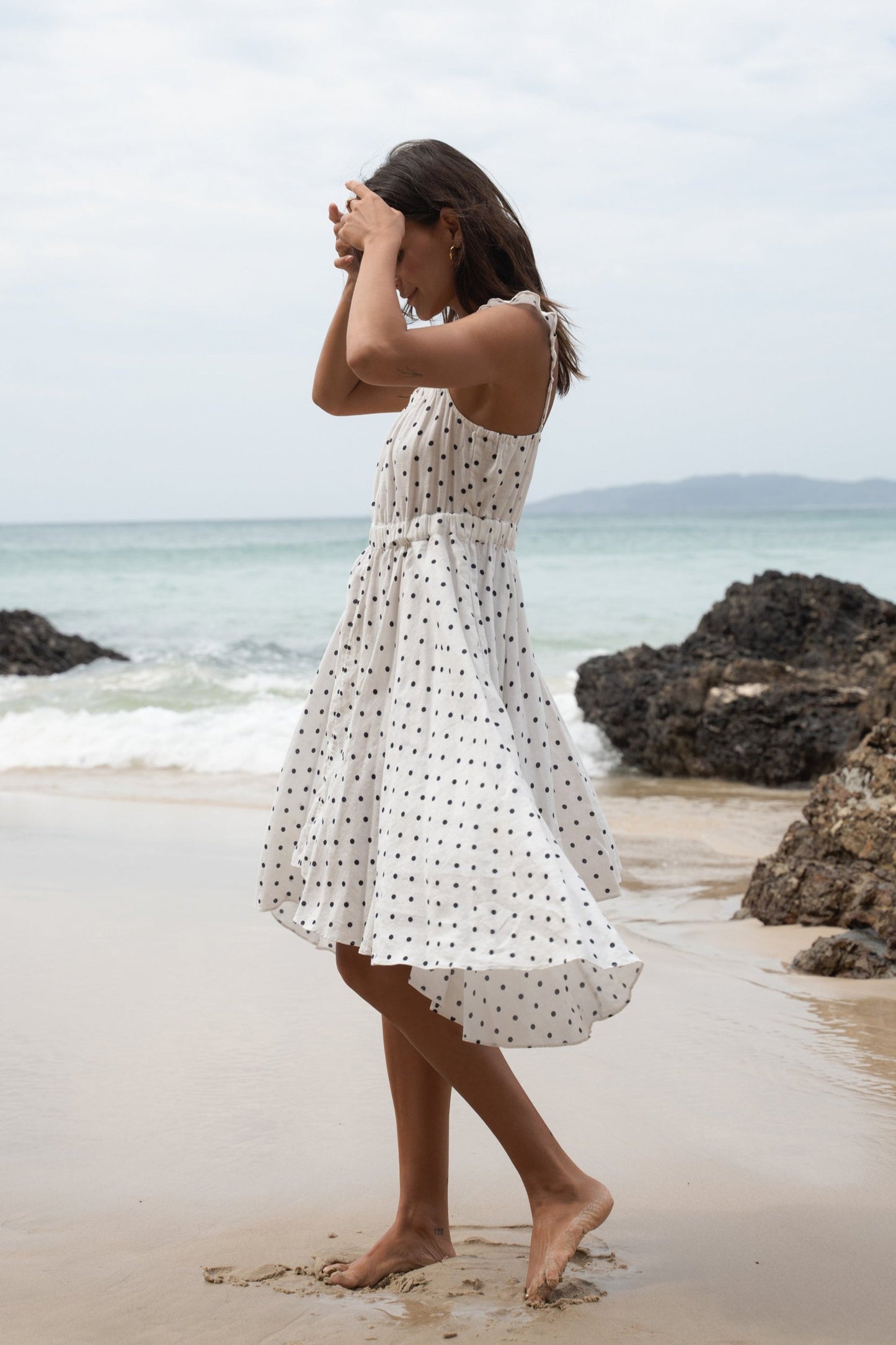 MIA POLKA DOT LINEN DRESS