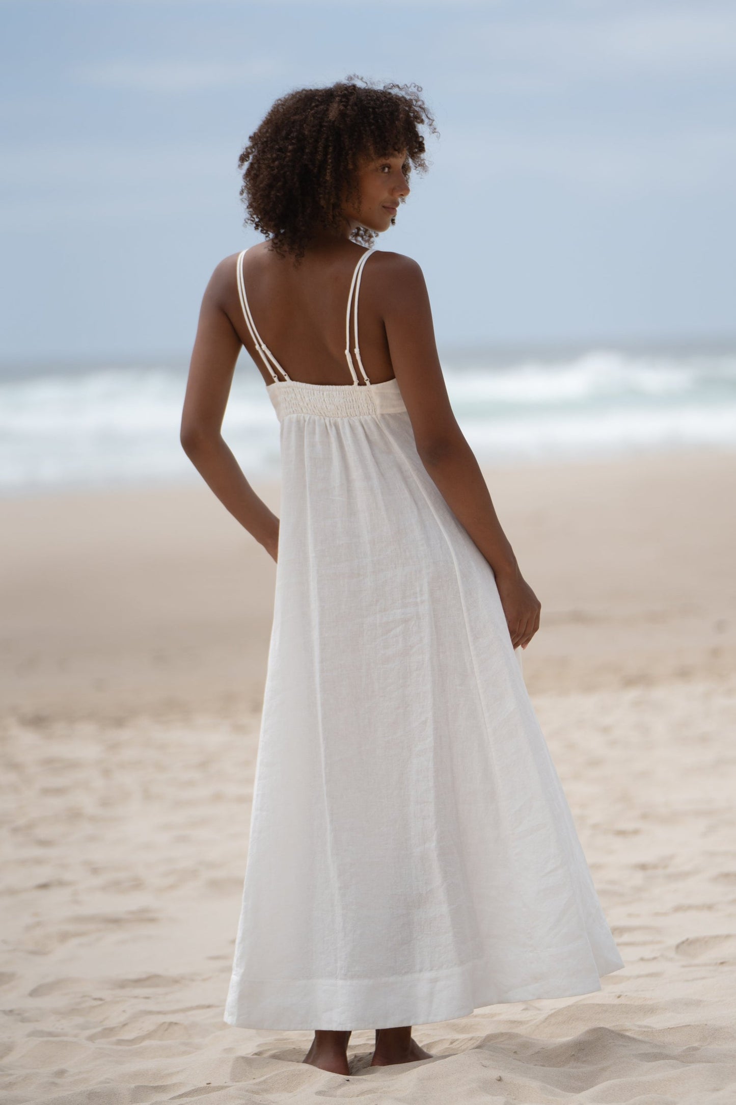 TORI IVORY LINEN DRESS