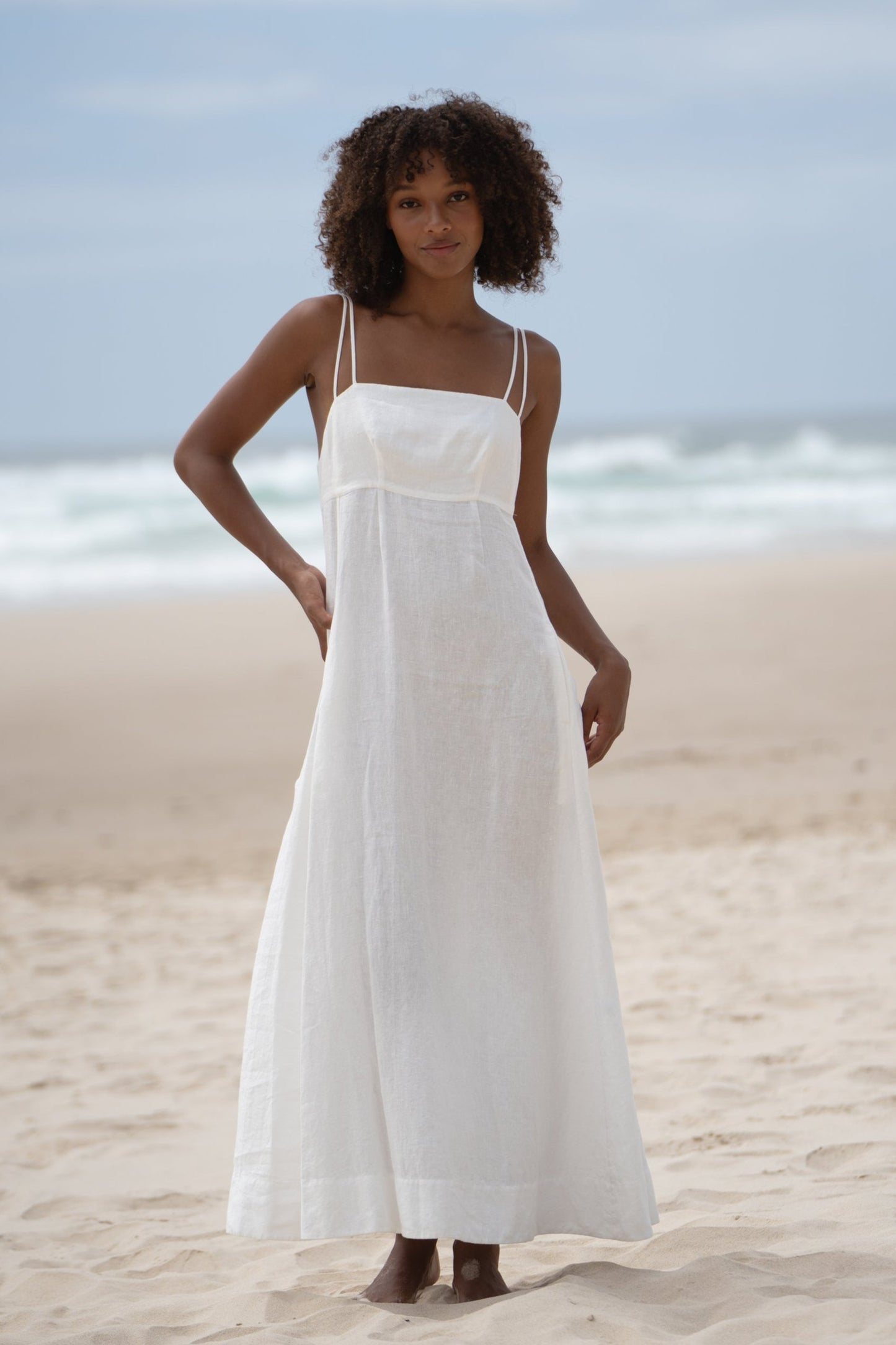 TORI IVORY LINEN DRESS