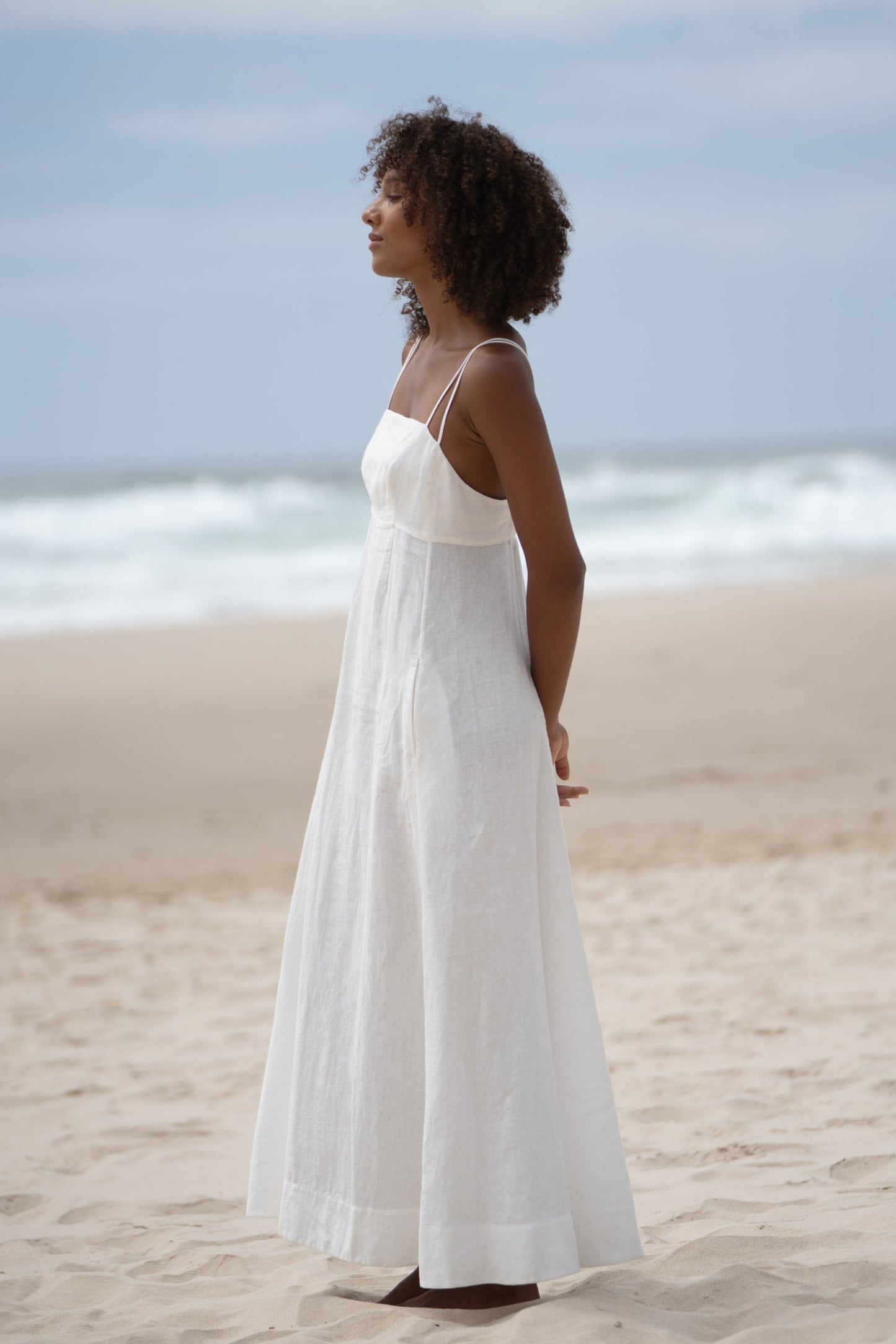 TORI IVORY LINEN DRESS