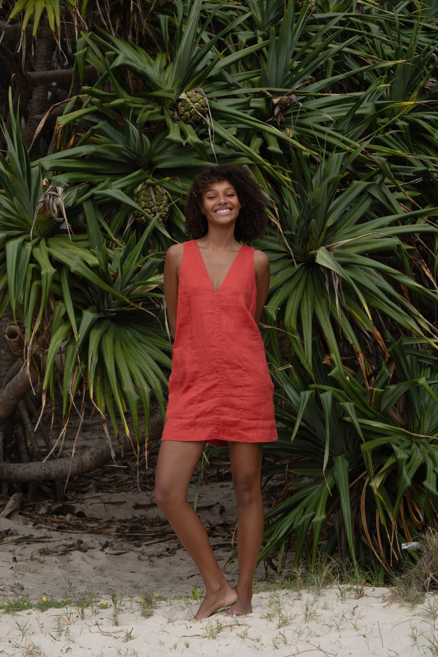 ISLA HIBISCUS LINEN DRESS