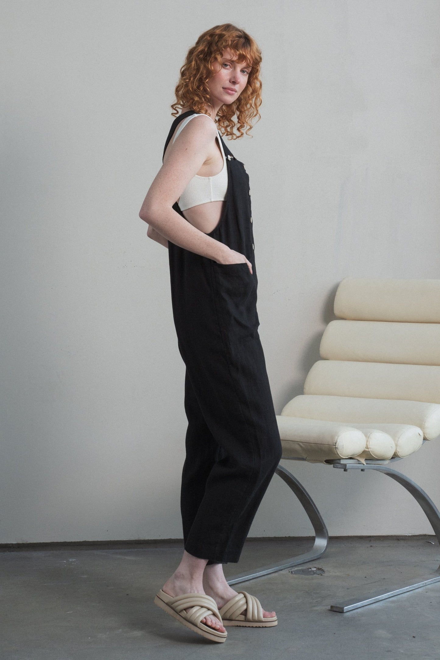 PIPER BLACK LINEN JUMPSUIT