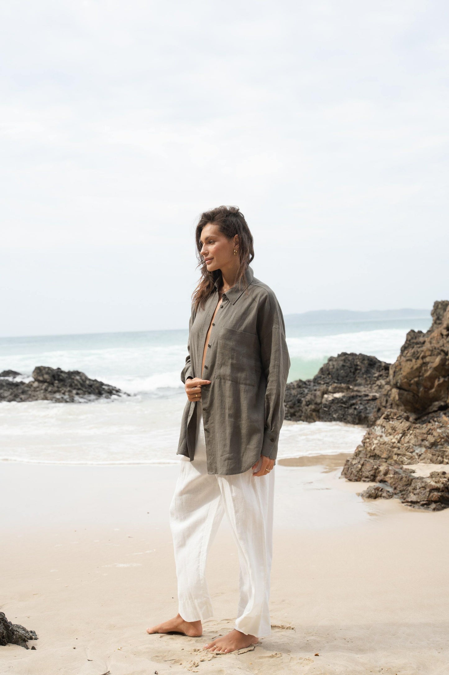 KIRRA KHAKI LINEN SHIRT