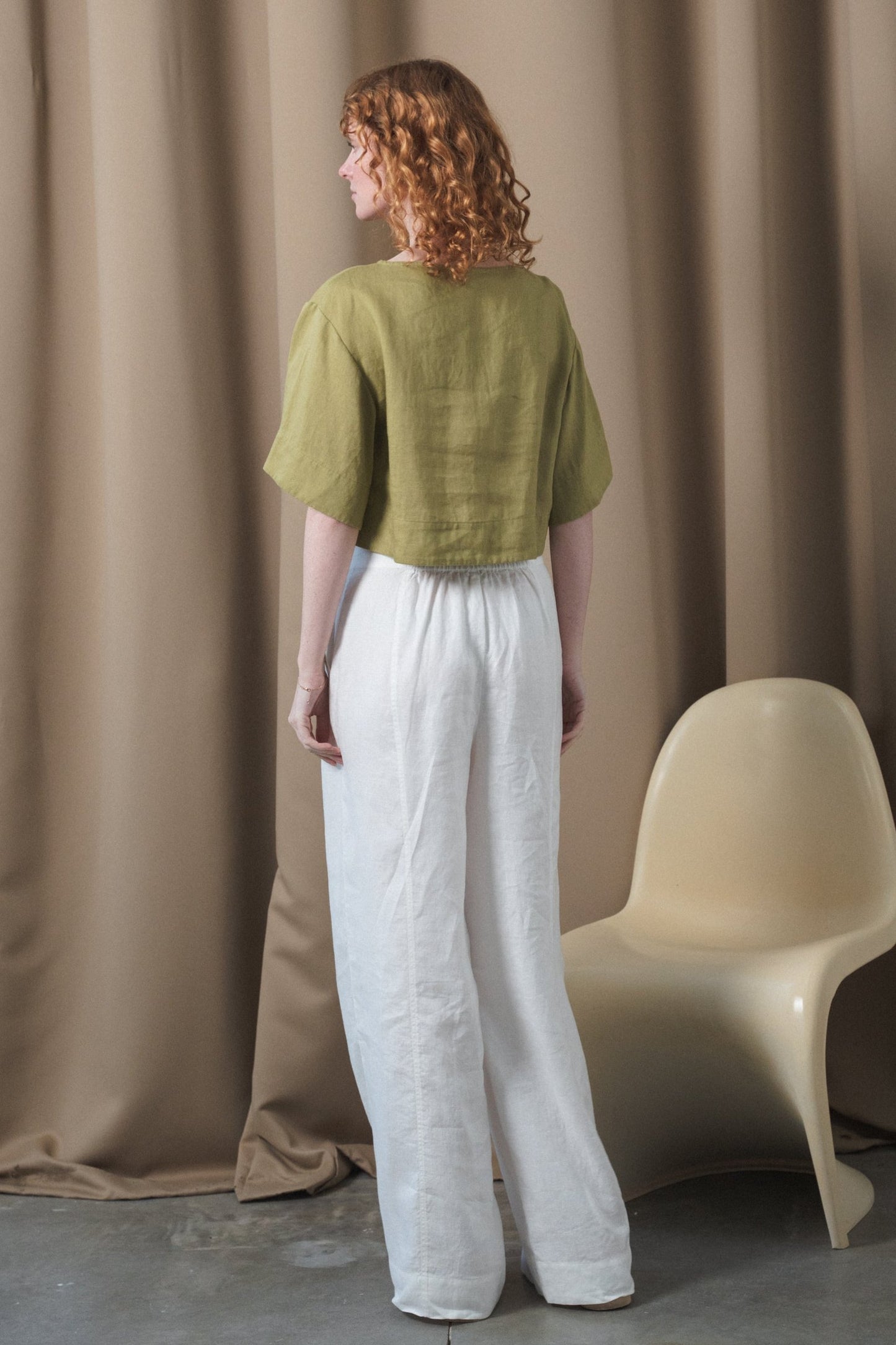 MAYA OLIVE LINEN TOP