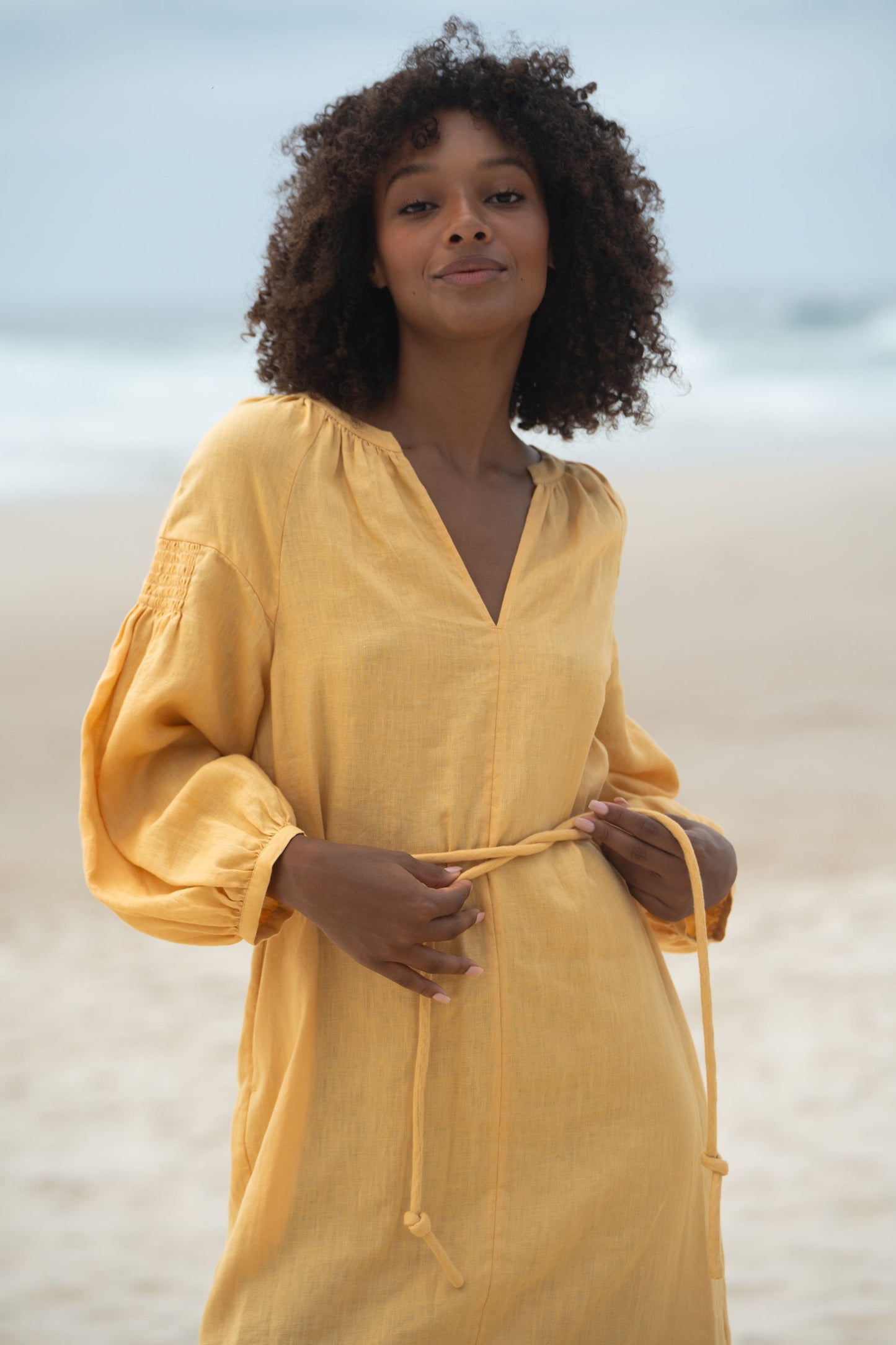 SKYLAR BUTTER LINEN DRESS