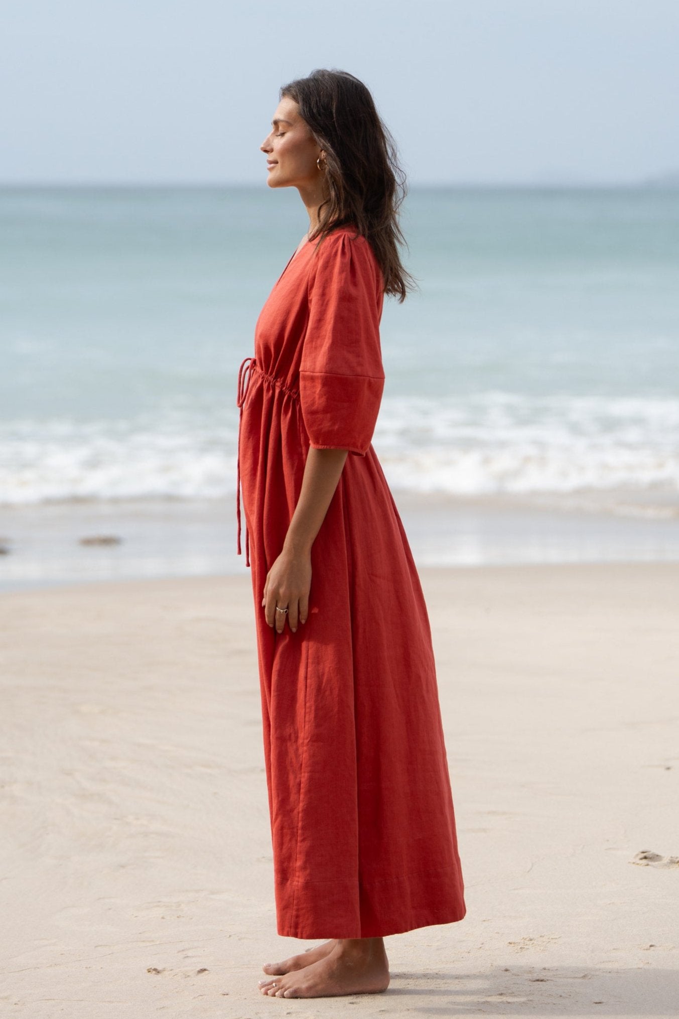 VIDA HIBISCUS LINEN DRESS