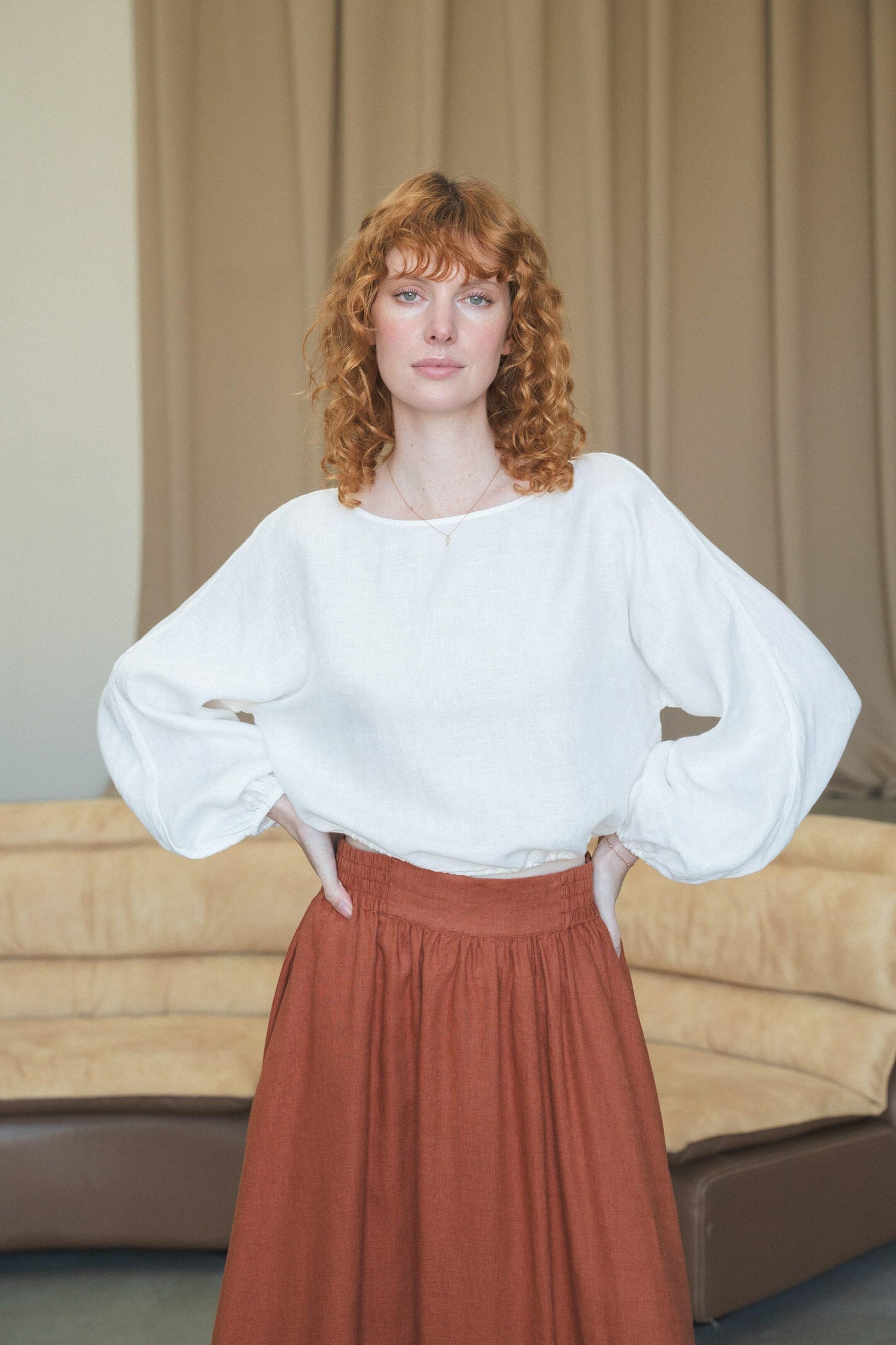 LOUISA IVORY LINEN TOP