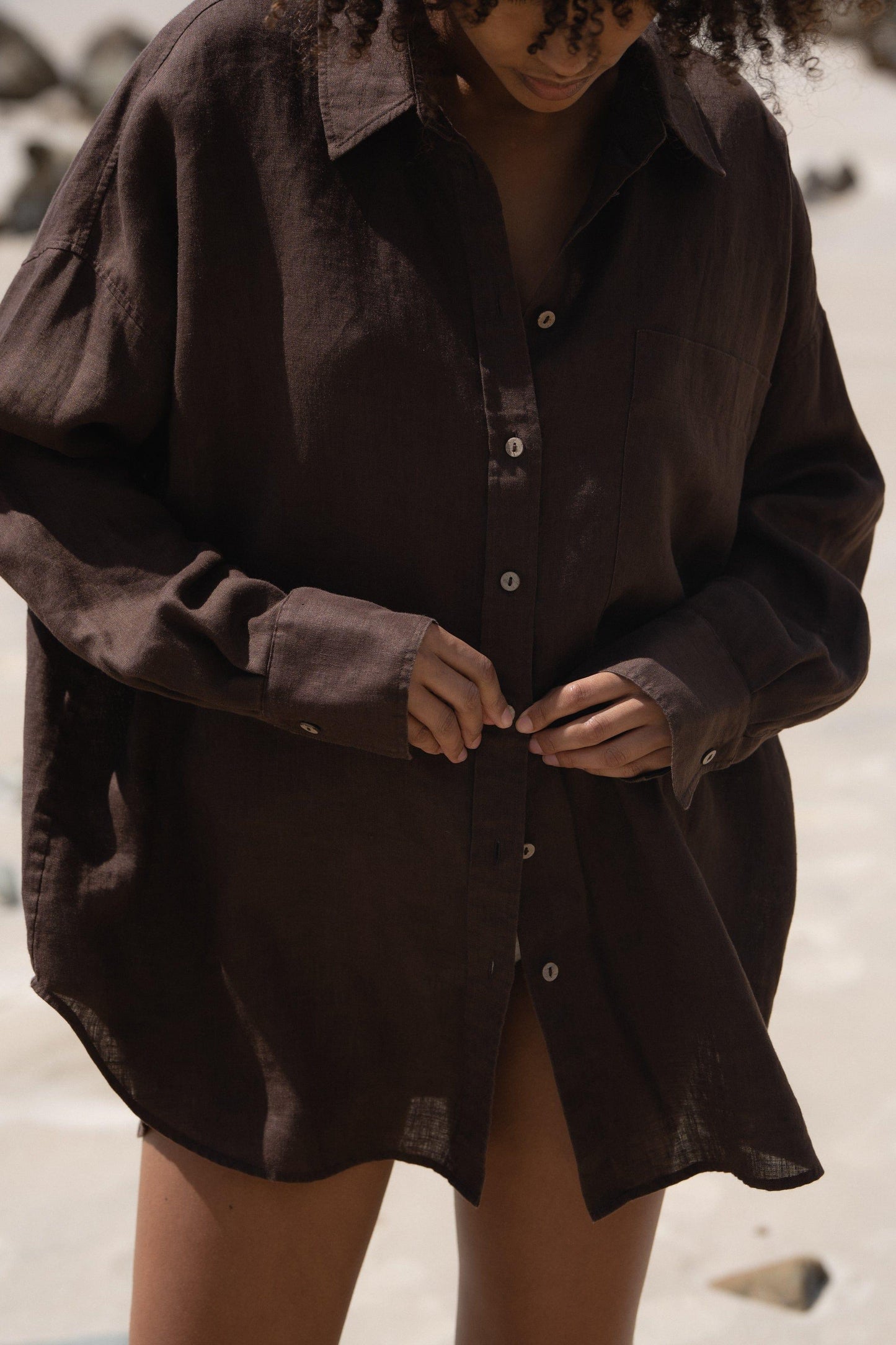 KIRRA CHOCOLATE LINEN SHIRT