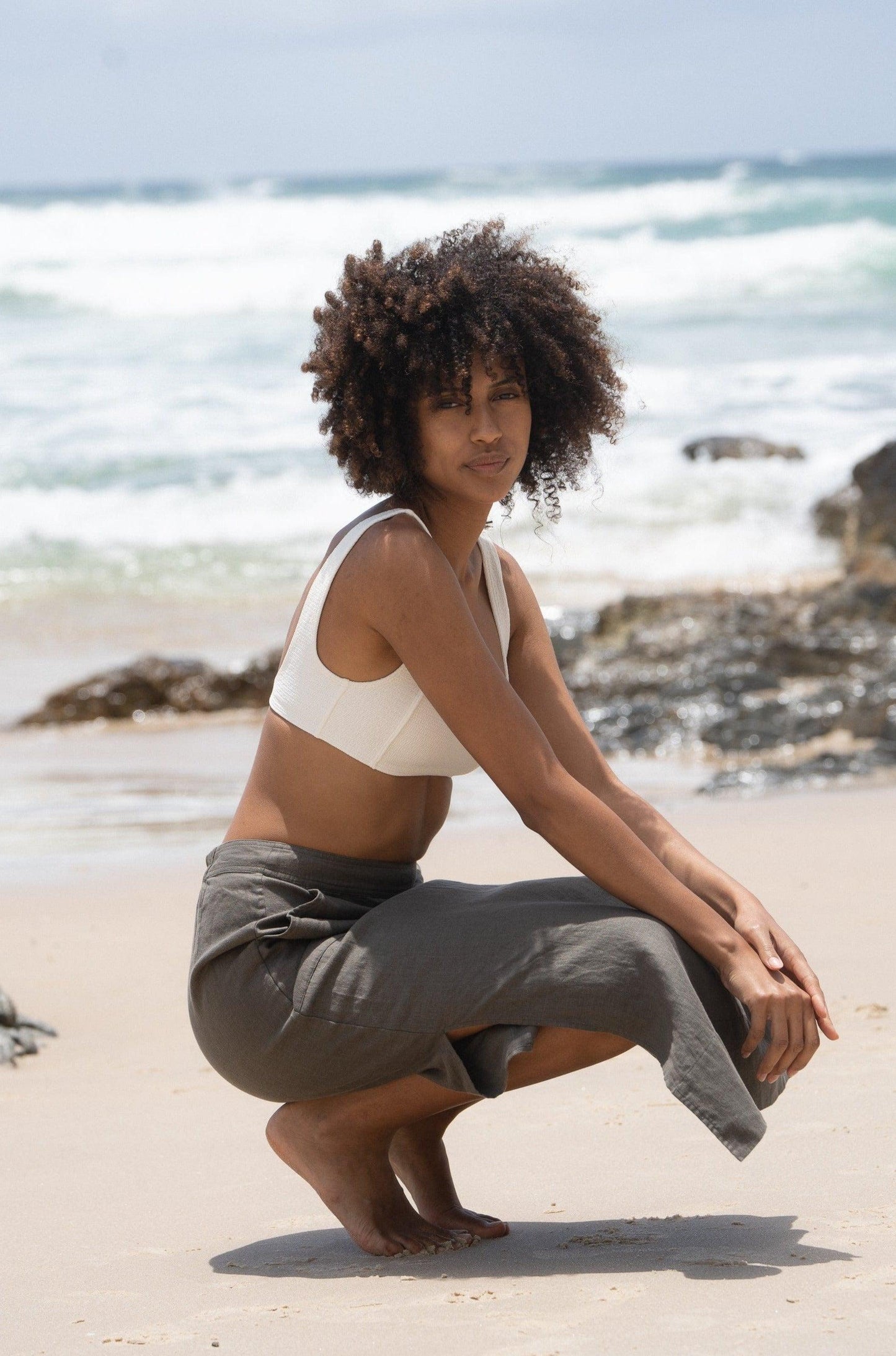 NADI KHAKI LINEN SKIRT