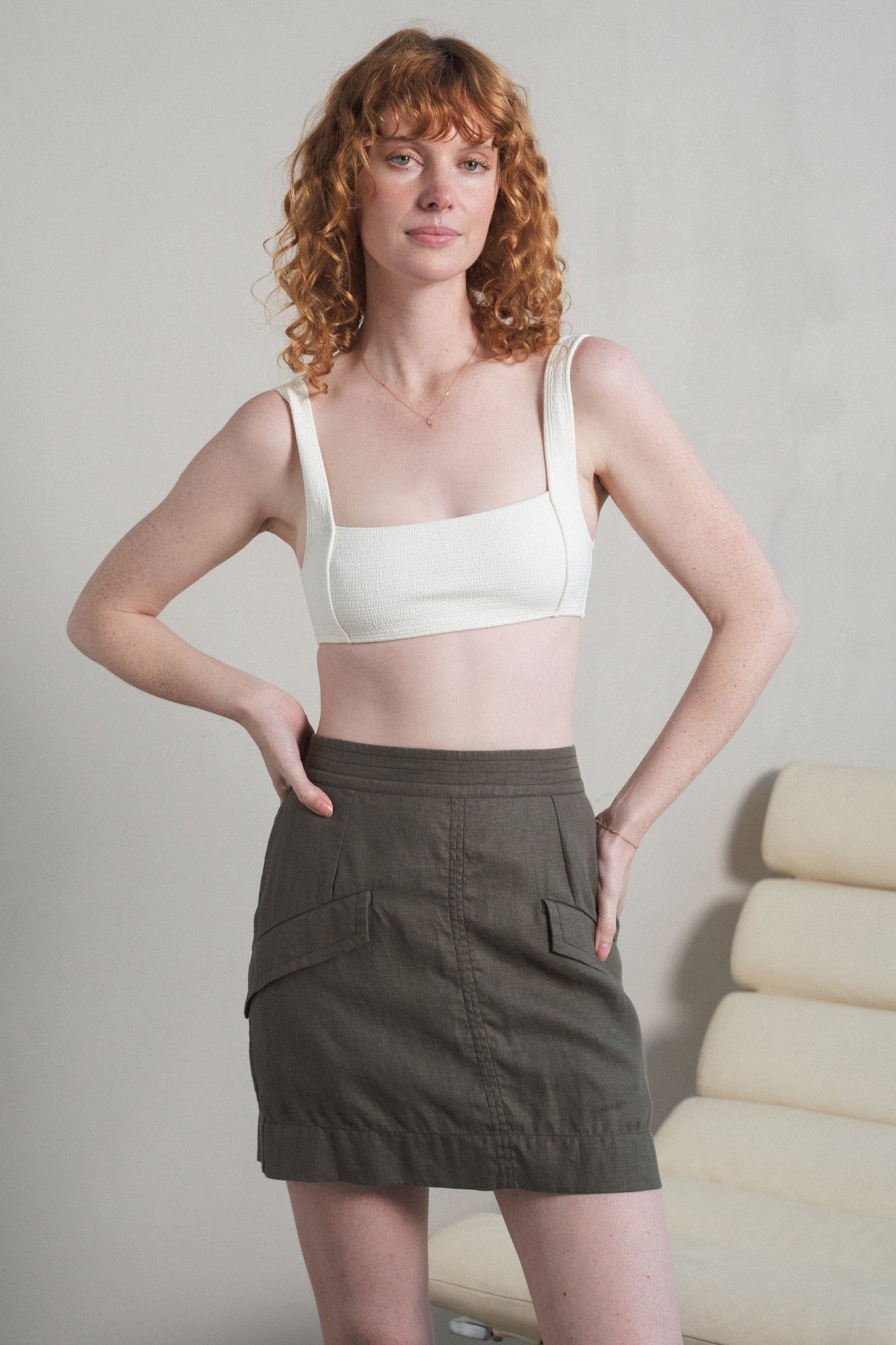 ILARIA KHAKI LINEN SKIRT