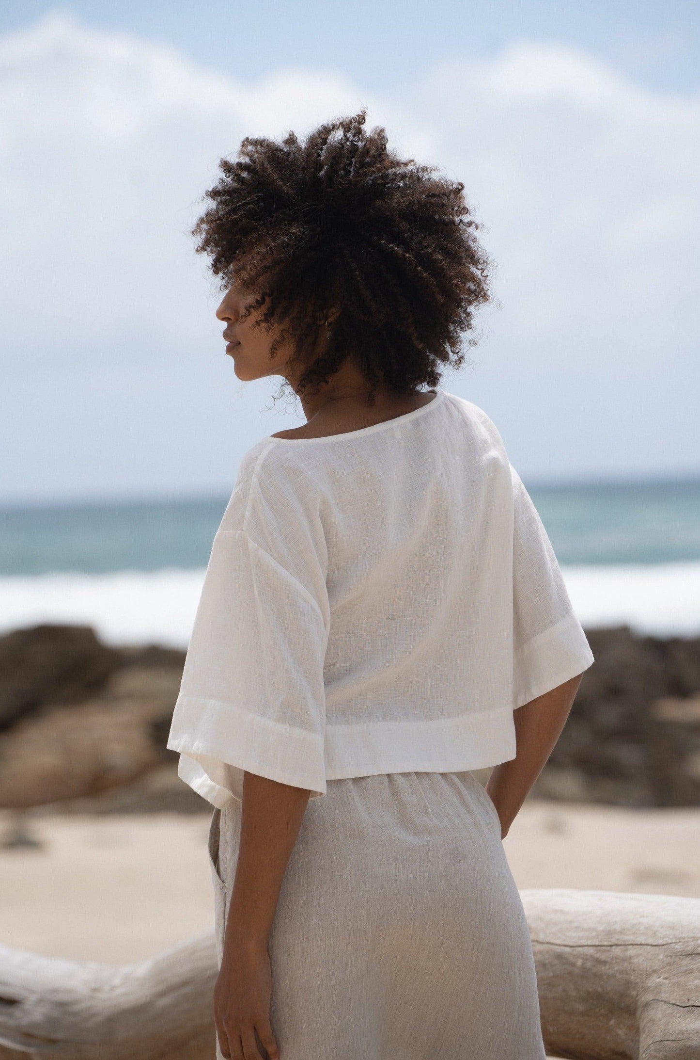 MAYA IVORY LINEN TOP