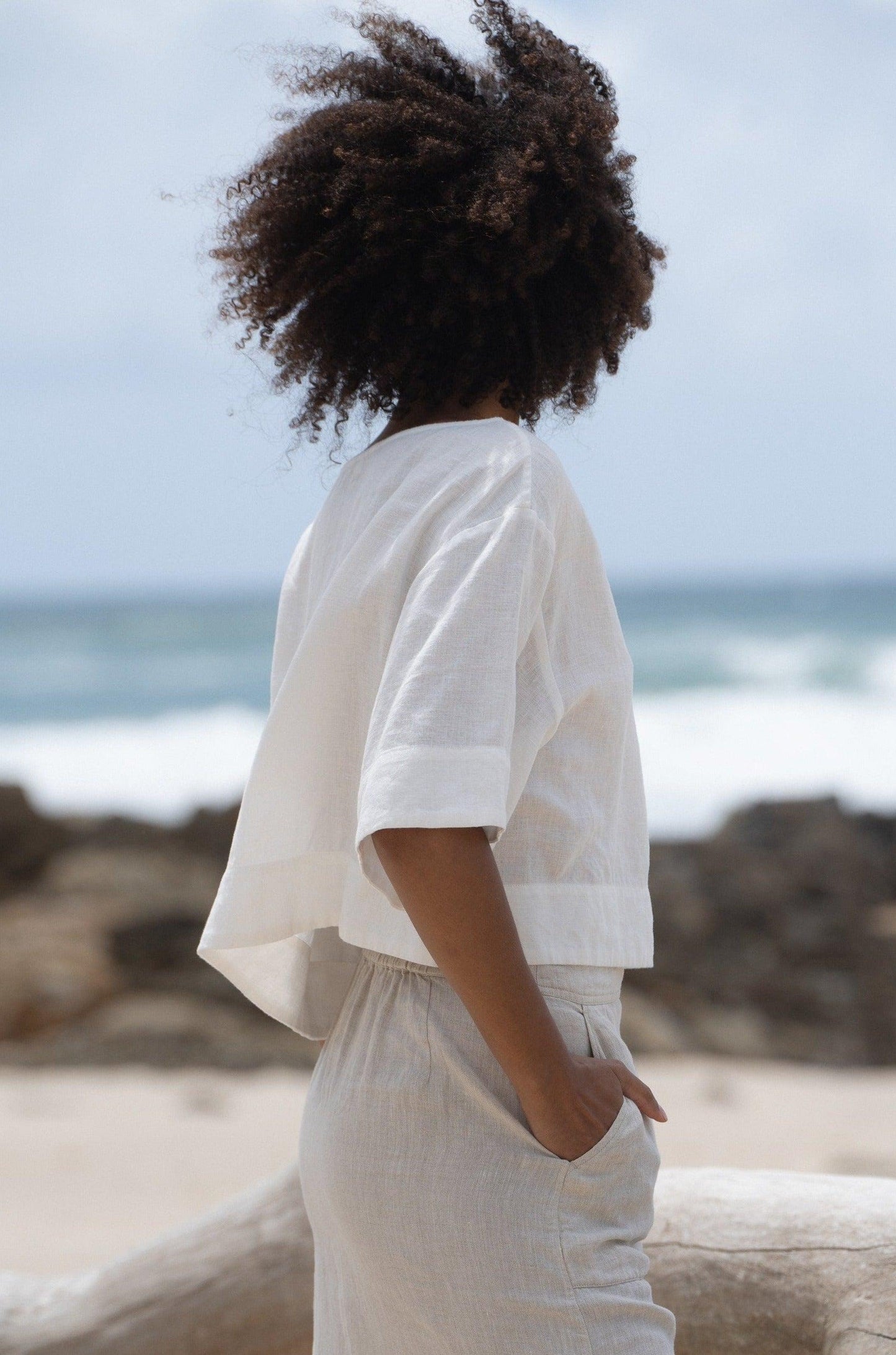 MAYA IVORY LINEN TOP