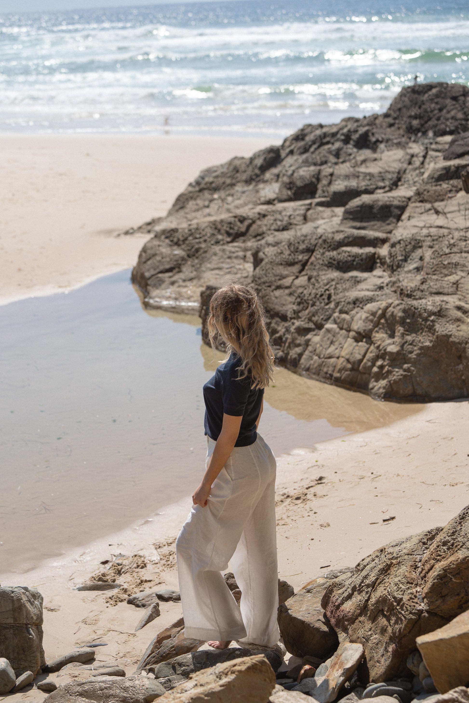 Lilly Pilly Collection super soft cashmere Nicky Knit Top in Navy