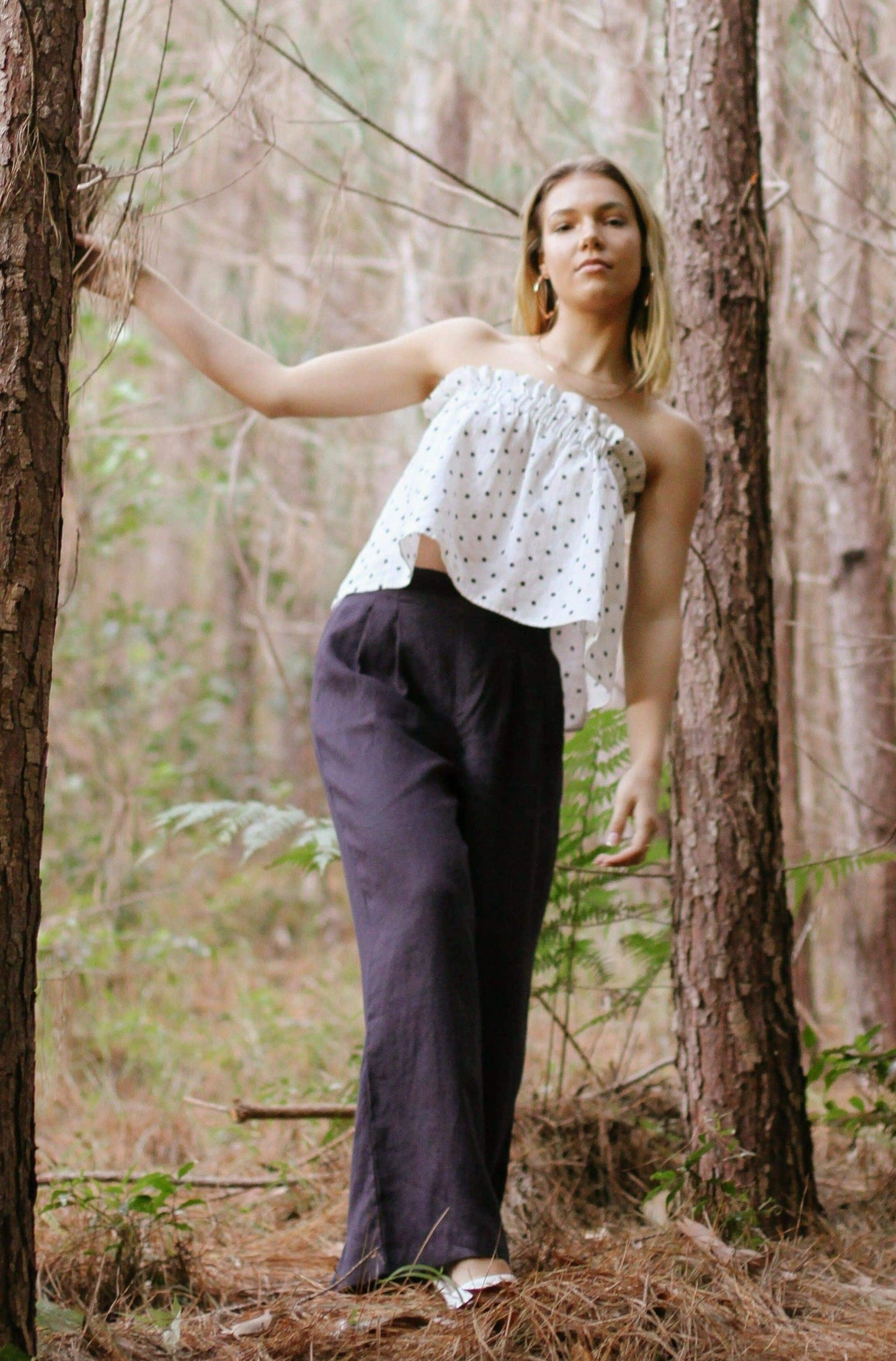 OLIVIA NAVY LINEN PANTS