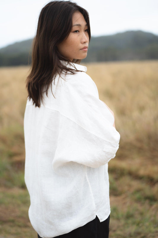 PIXIE IVORY LINEN SHIRT