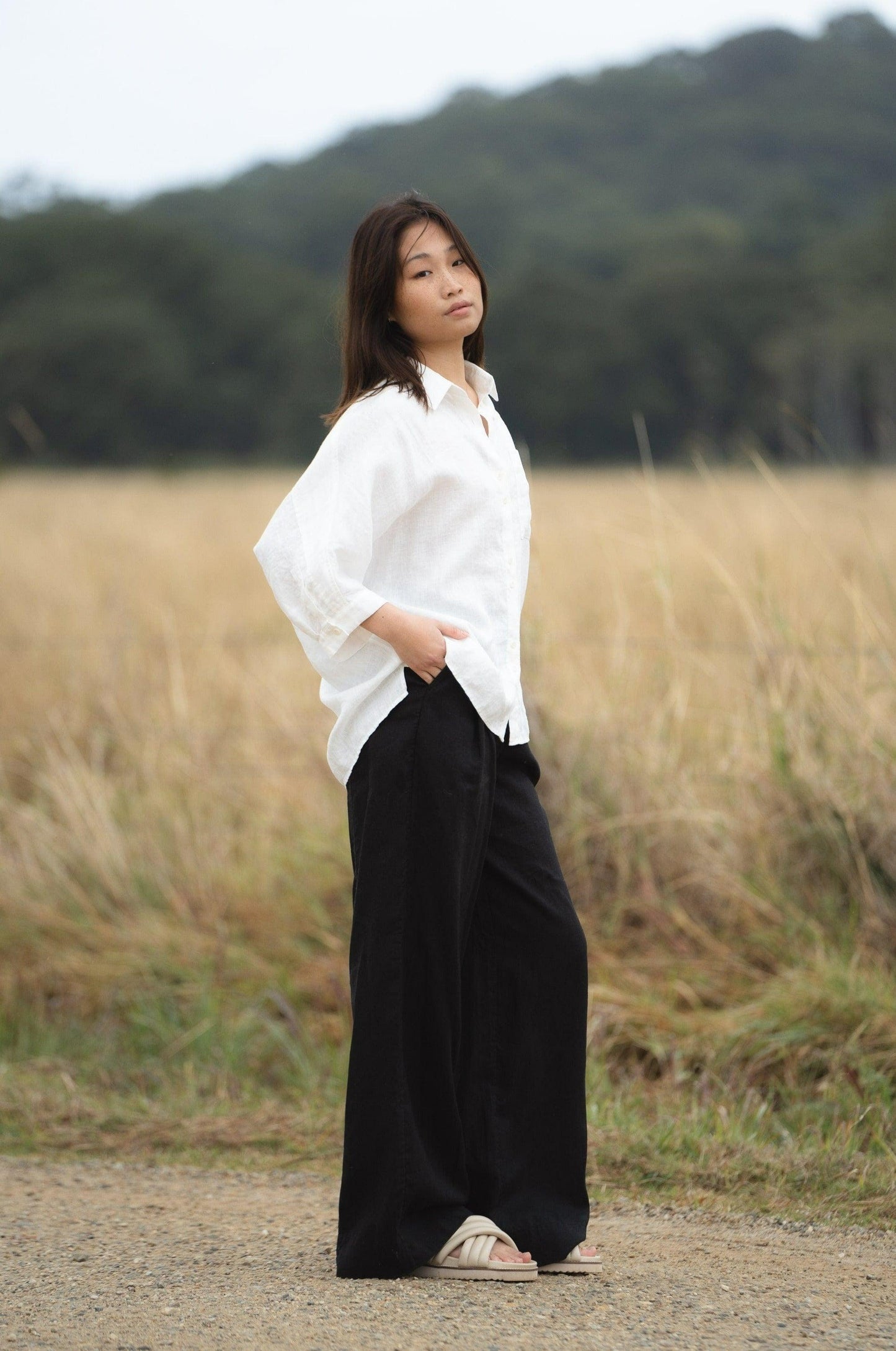 PIXIE IVORY LINEN SHIRT