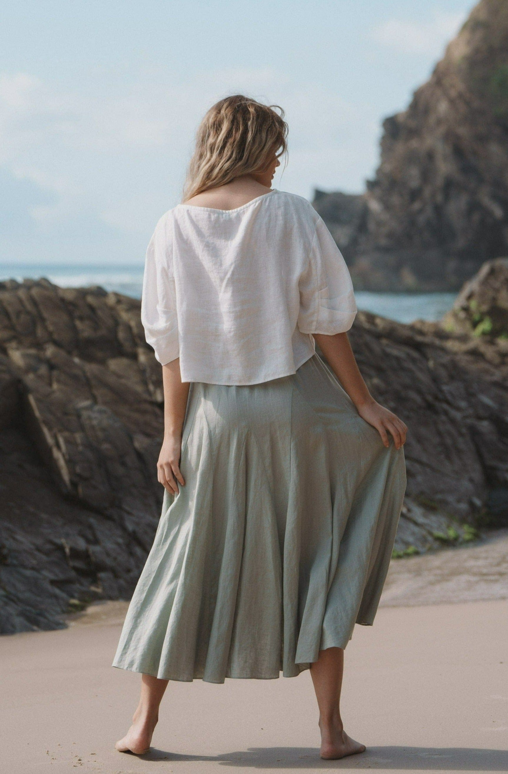 Lilly Pilly Collection 100% organic linen Stella Skirt in Tea