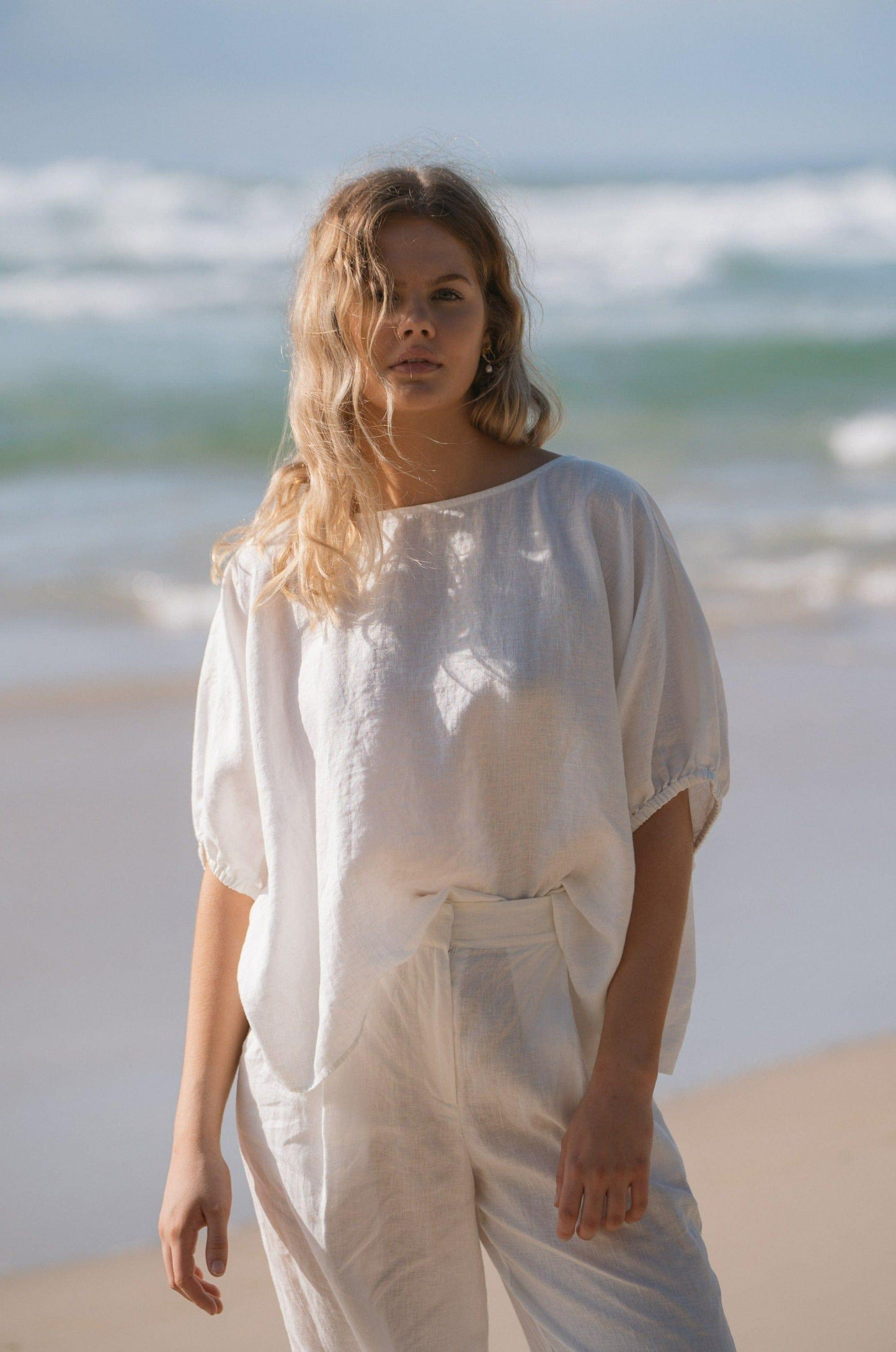 TINA IVORY LINEN TOP