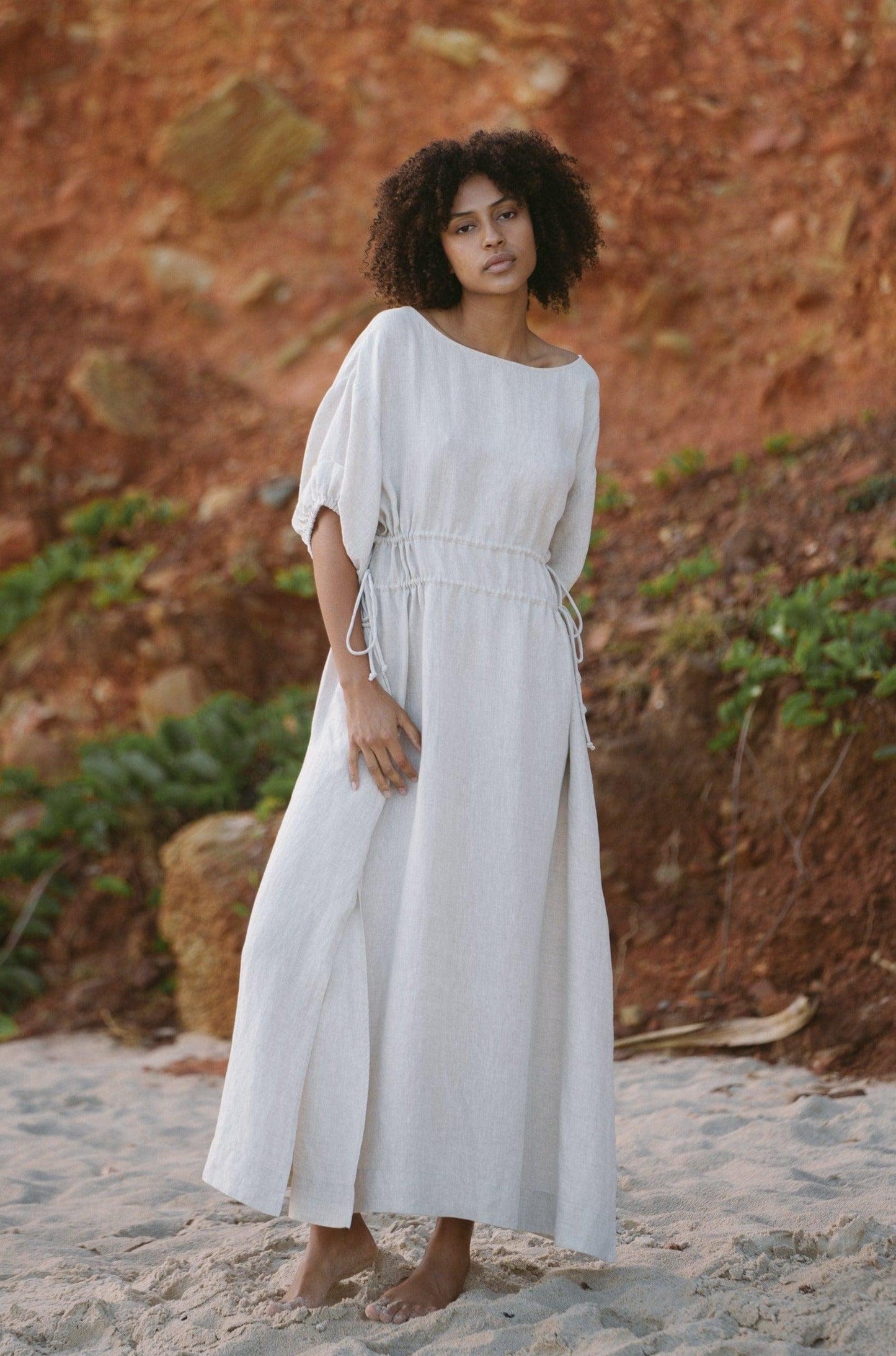 VALERIE OATMEAL LINEN DRESS