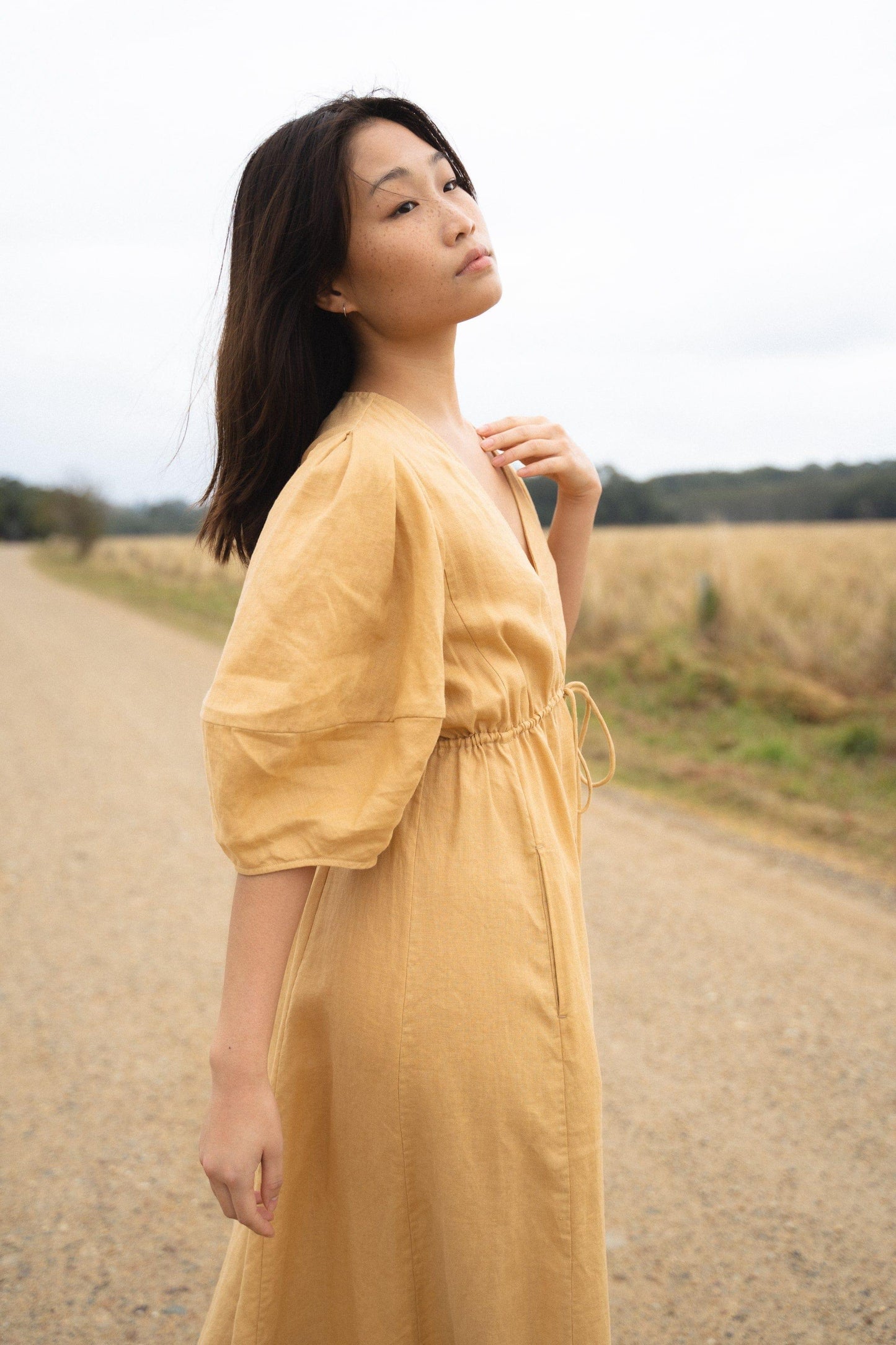 VIDA SAND LINEN DRESS