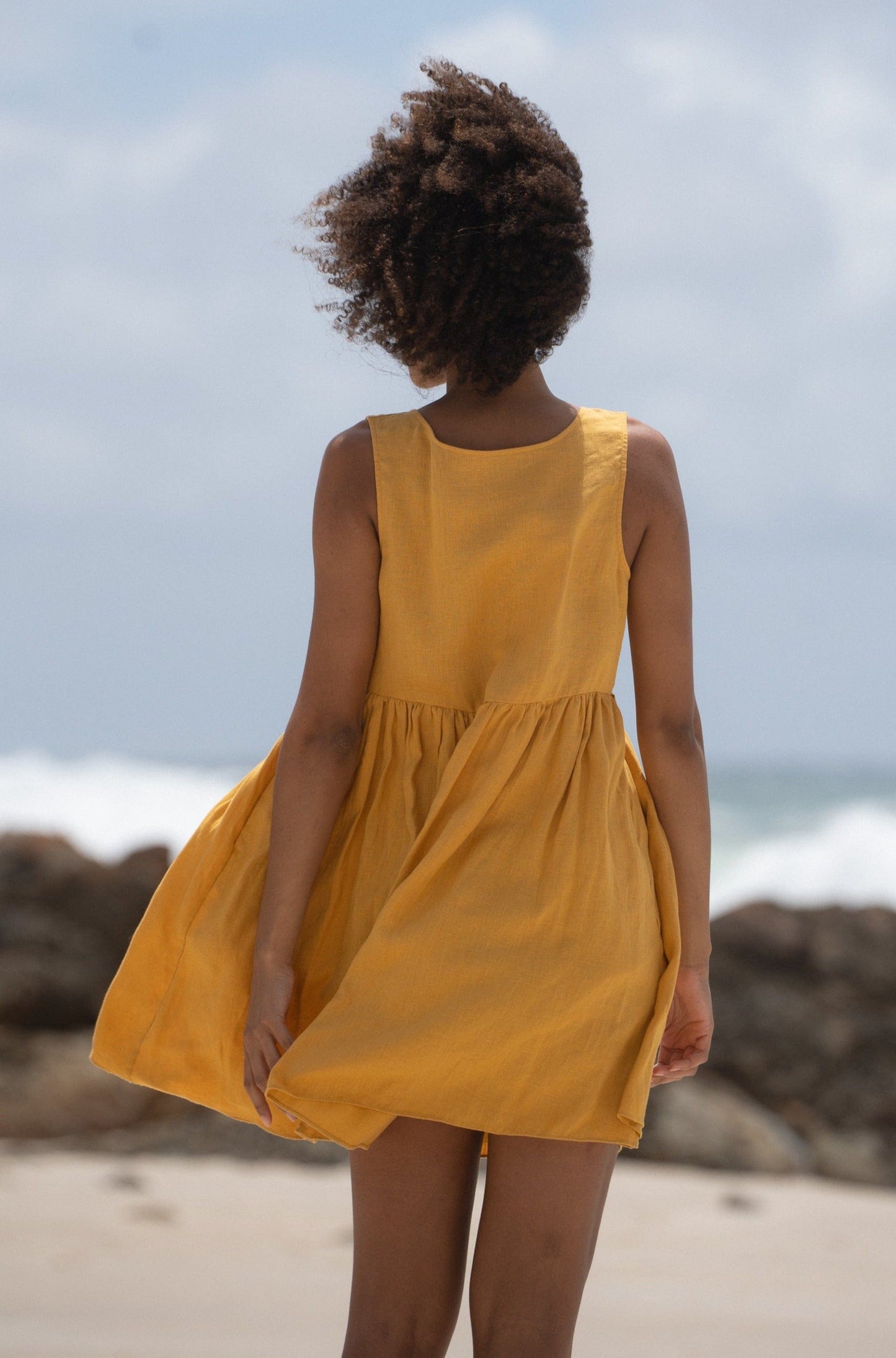 HARPER SUNFLOWER LINEN DRESS