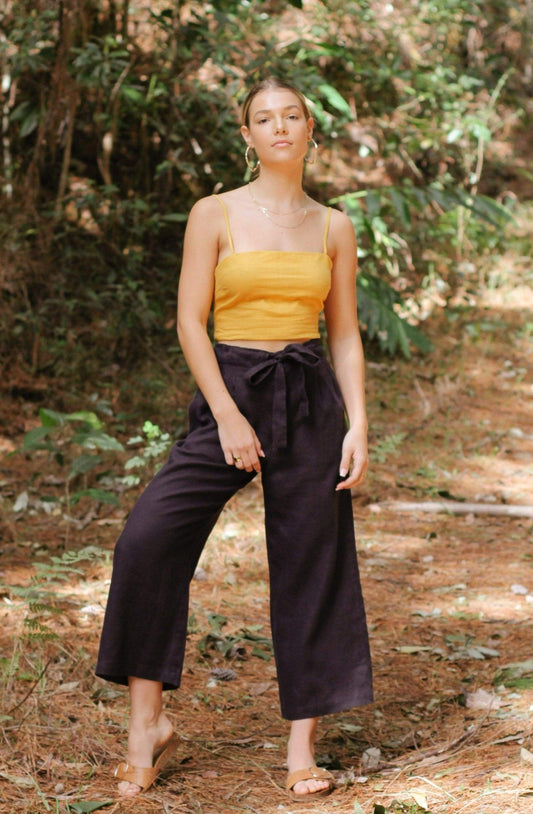 AVA NAVY LINEN PANTS