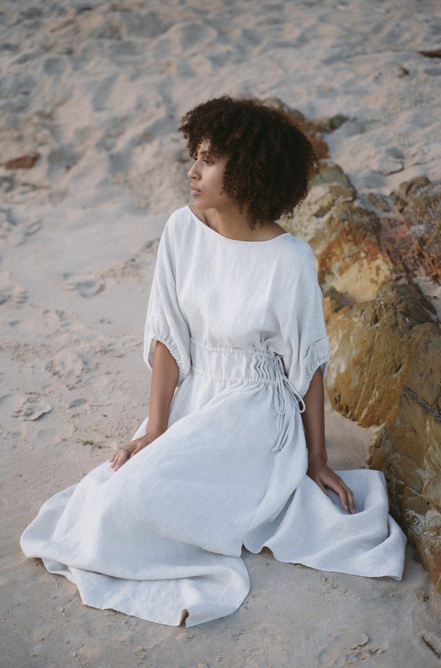 VALERIE OATMEAL LINEN DRESS