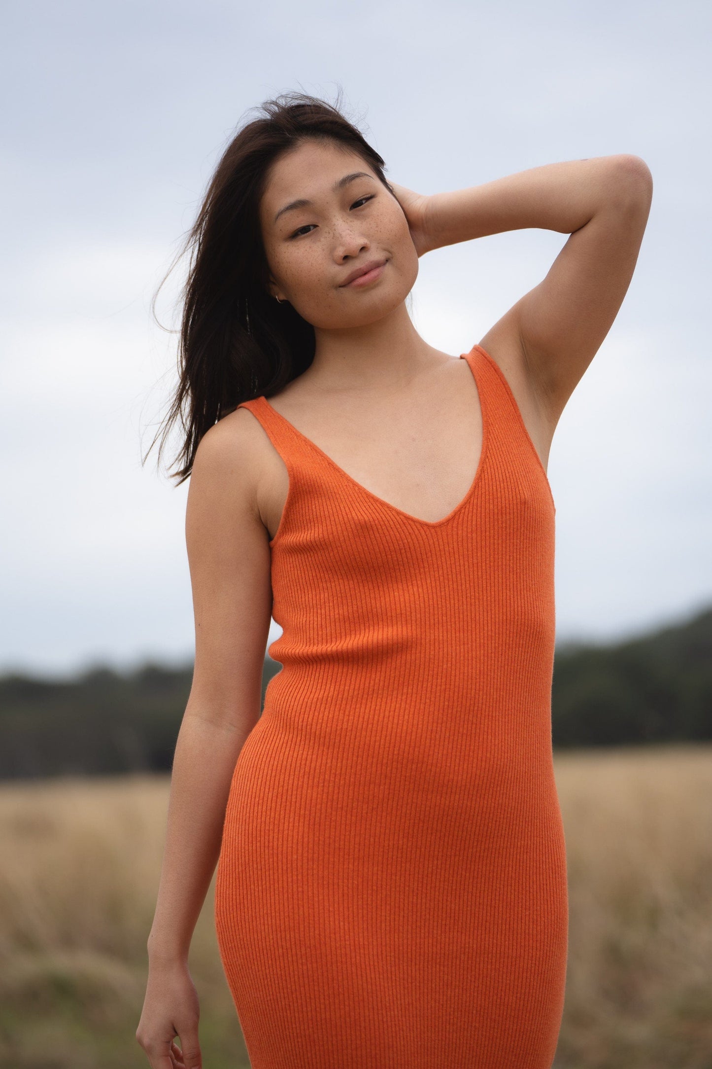 Lilly Pilly Collection Bella Knit dress made from Cotton Cashmere in Ginger Marle