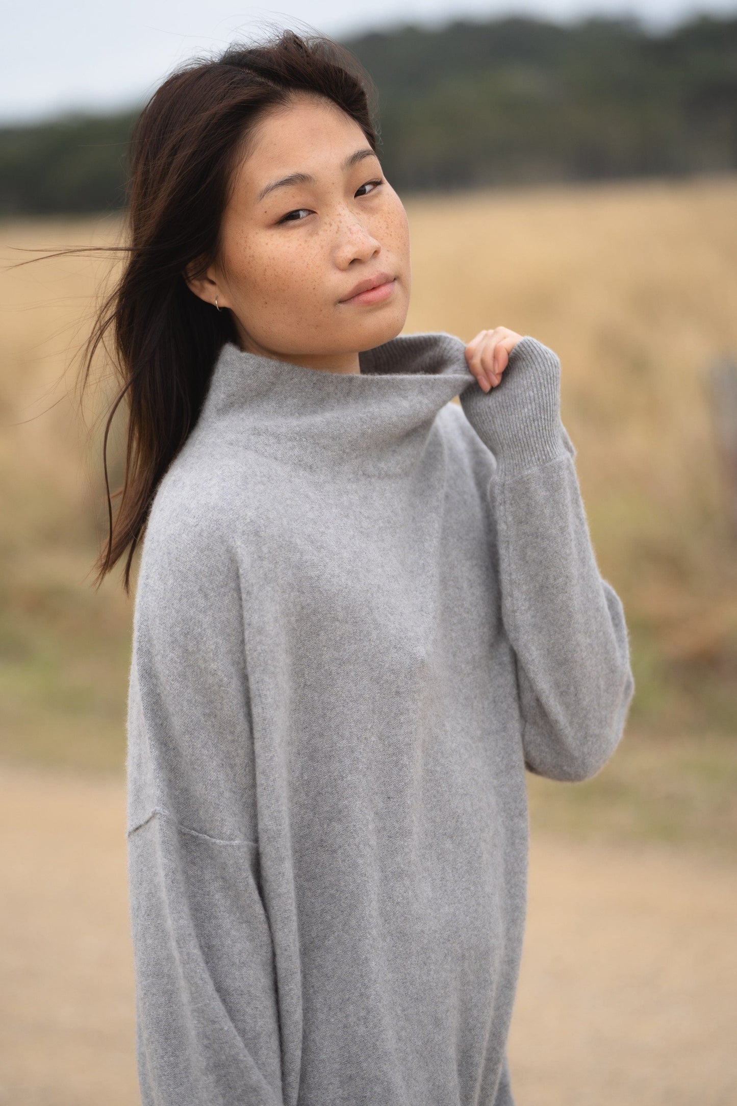 LILLY PILLY Collection Cala Cashmere Tunic made of recycled cashmere in Grey Marle