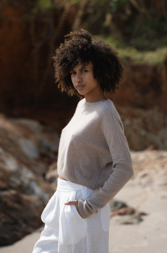 LILLY PILLY Collection NEW Miri Knit made from 100% cashmere in Oatmeal